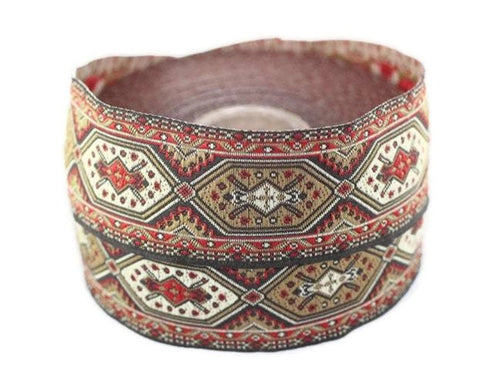 18 mm white&brown Woven Jacquard ribbons (0.70 inches), jacquard trim, Decorative Craft Ribbon, Sewing trim, embroidered ribbon, 18588