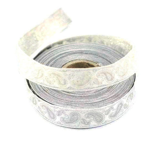 16 mm Grey patterned Jacquard trim (0.62 inches, drop embroidered trim, drop ribbon, woven ribbon, woven jacquard, sewing trim, 16807