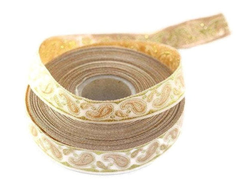 16 mm orange patterned Jacquard trim (0.62 inches), drop embroidered trim, drop ribbon, woven ribbon, woven jacquard, sewing trim, 16807