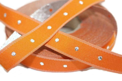 14 mm Orange&Silver Flat Motive Jacquard ribbons, (0.55 inches), ribbon by the yards, Flat ribbon, french ribbon, Jacquard trim, ribbon
