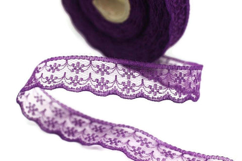 25 mm Purple Lace trim, Seam(0.98 inches) Binding hem tape chantilly lace trim for bridal, baby, lingerie, hair accessories  -