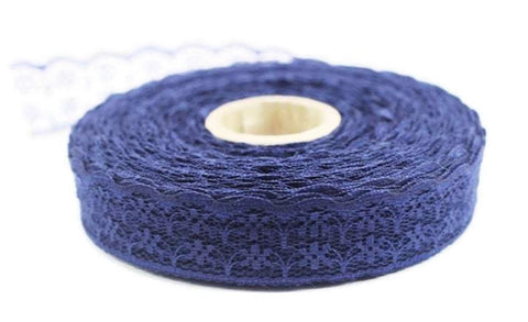 25 mm Navy Blue Lace trim, Seam(0.98 inches) Binding hem tape chantilly lace trim for bridal, baby, lingerie, hair accessories