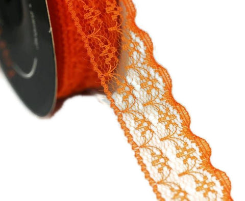 25 mm Orange Lace trim, Seam (0.98 inches) Binding hem tape chantilly lace trim for bridal, baby, lingerie, hair accessories