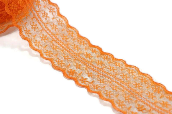 45 mm Orange Lace trim, Seam(1.77 inches) Binding hem tape chantilly lace trim for bridal, baby, lingerie, hair accessories