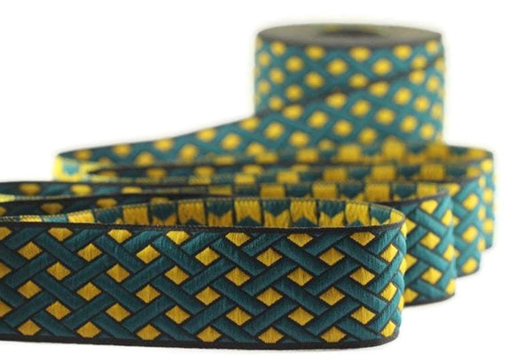 35 mm Node motive jacquard Ribbons (1.37 inches), Jacquard ribbon, jacquard trim, fabric wide trims, craft supplies, collar supply, 35979