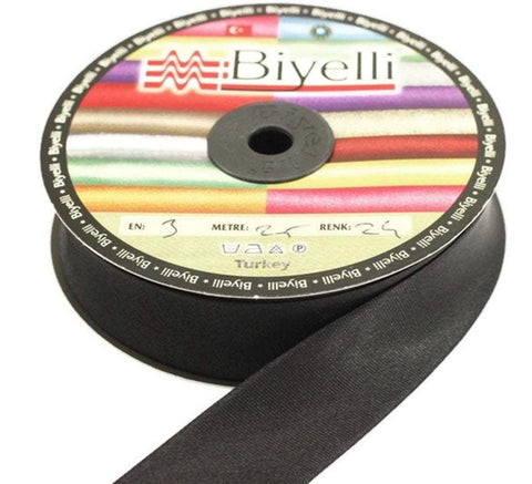 30 mm Black Cotton Bias, Cotton bias tape,  bias binding, trim , cotton bias, double-fold binding, Bias Tape, sewing bias