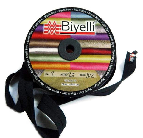 20 mm Black Cotton Bias, Cotton bias tape,  bias binding, trim (0.78 inches),  cotton bias, double-fold binding, Bias Tape