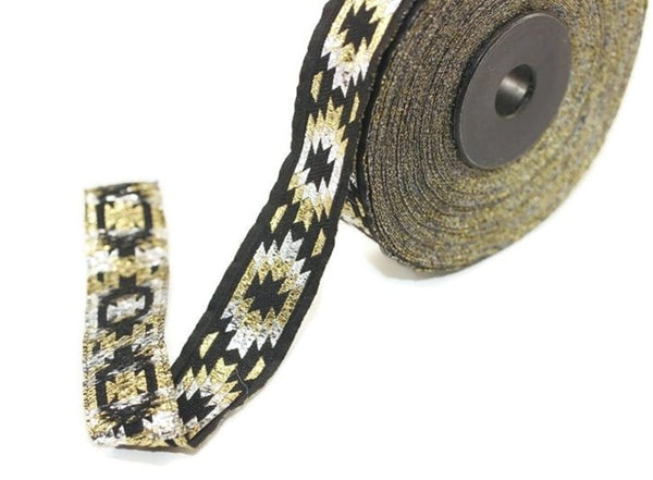 18 mm Silver&Golden Jacquard ribbon (0.70 inches),  european ribbon,  dog colar ribbons,  Sewing, Jacquard trim, Ribbon, 18118