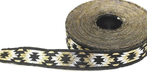 18 mm Silver&Golden Jacquard ribbon (0.70 inches),  european ribbon,  dog colar ribbons,  Sewing, Jacquard trim, Ribbon, 18118
