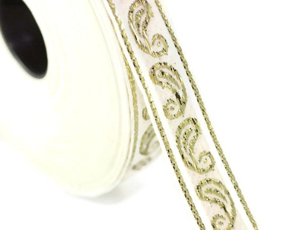 15 mm Golden drop emboried Jacquard ribbons (0.59 inches, Jacquard trim, Sewing trim, Jacquard ribbons, trimming, collars supply