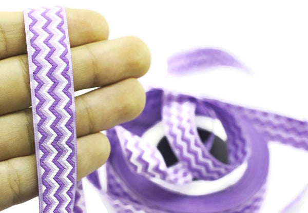 15 mm Purple Jacquard ribbons, 0.59 inches, striped ribbon, Sewing trim, craft ribbons, ribbon trim, dog collars, costume ribbon, 15689