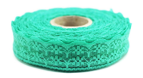 25 mm Green Lace trim, Seam(0.98 inches) Binding hem tape chantilly lace trim for bridal, baby, lingerie, hair accessories, floral lace