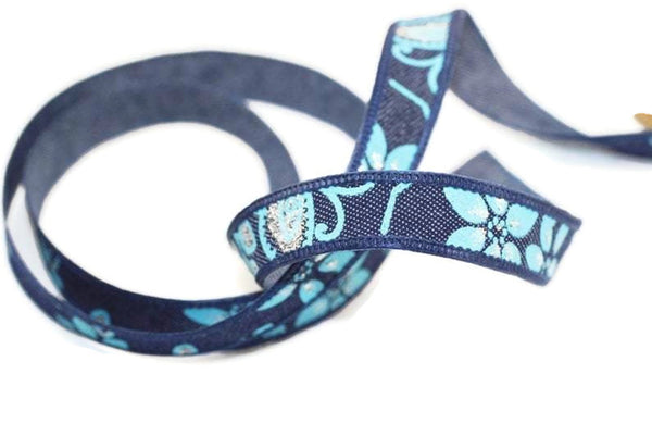 15 mm Blue Spring trim 0.59 inches, vintage Ribbon, Decorative Craft Ribbon, Blue ribbon, vintage Ribbon, NWBR