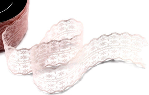 45 mm Light pink Lace trim, Seam(1.77 inches) Binding hem tape chantilly lace trim for bridal, baby, lingerie, hair accessories