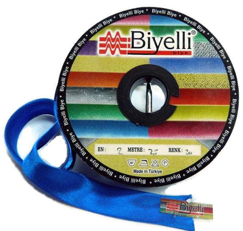20 mm Blue Bias, Satin bias tape,  bias binding, trim (0.78 inches), Bias Binding, Bia, Tape, Tapes, bias tape fold
