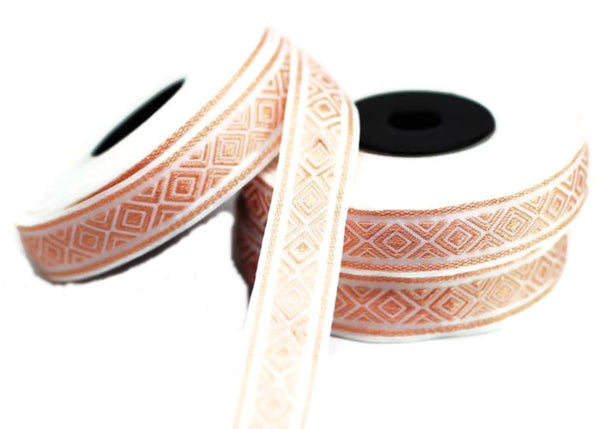 15 mm Light Orange  mosaic emboried Jacquard ribbon (0.59 inches), Decorative Craft Ribbon, Sewing, Jacquard ribbon, Trim, ribbons, 15111