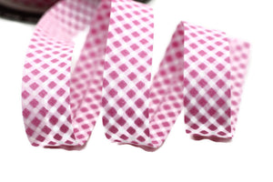 20 mm Pink Bias, Cotton bias tape,  bias binding, trim (0.78 inches), polka dot cotton bias, fold binding, Bias Tape, CBE2
