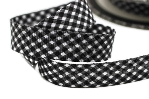 30 mm Black Bias Tape, Cotton bias tape,  bias binding, trim (1.18 inches), polka dot cotton bias, fold binding, Bias Tape, CBE10