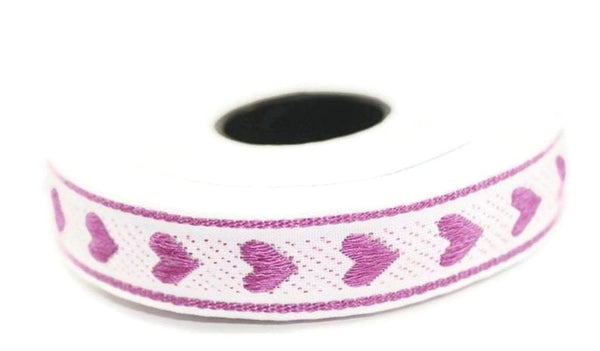 16 mm Champagne Heart emboried Jacquard ribbon (0.62 inch, Decorative Craft Ribbon, Sewing, Jacquard trim, Trim, ribbons, Heart ribbon, HRT