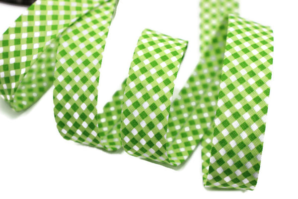 30 mm Green Bias, Cotton bias tape,  bias binding, trim (1.18 inches), polka dot cotton bias, fold binding, Bias Tape, CBE05
