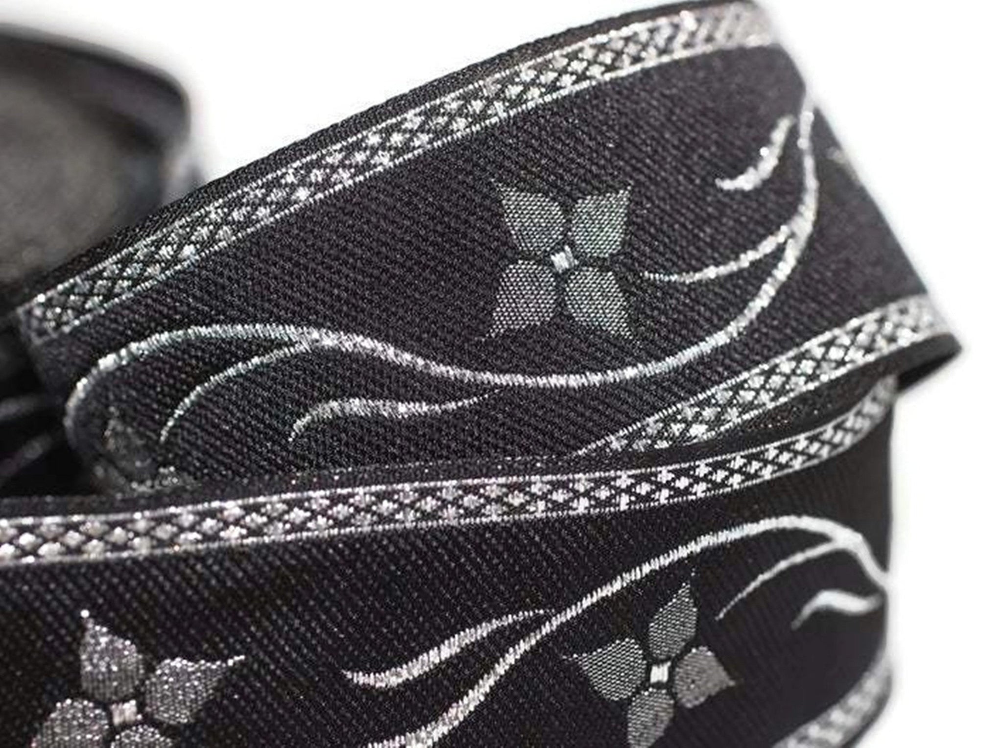 35 mm Black Floral Jacquard trim (1.37 inches, vintage Ribbon, Decorative Craft Ribbon, Floral Jacquard Ribbon Trim