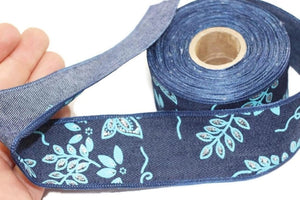 40 mm Blue Spring trim 1.57 inches, vintage Ribbon, Decorative Craft Ribbon, Blue ribbon, vintage Ribbon,  NWBR