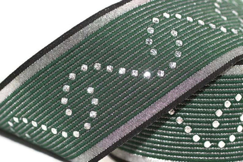 50 mm Green Snake Design Ribbon (1.96 inches),  Vintage Jacquard, Curved Pattern Ribbon, Sewing Trim, Jacquard Trim