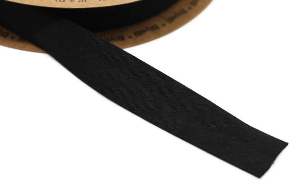 20 mm Black Cotton Bias, Cotton bias tape, bias binding, trim (0.78 inches), cotton bias, double-fold binding, Bias Tape, Ribbon cover CB12