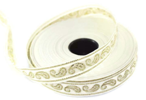 25 mm Golden Drop embroidered Jacquard ribbons (0.98 inches, Jacquard trim, Sewing trim, cheap ribbons, collars supply, embroidered ribbon
