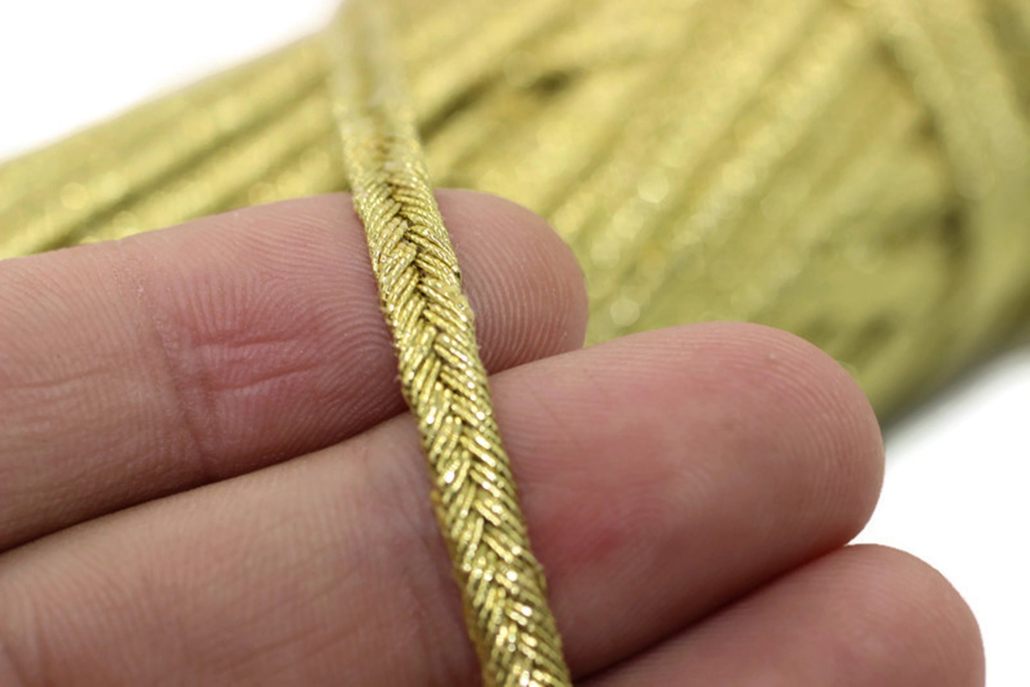 5 mm Thick Soutache Cord, Metallic Gold Braid Cord, 5 mm Twisted