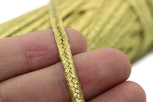 5 mm Thick Soutache Cord, Metallic Gold Braid Cord, 5 mm Twisted Cord, Soutache Trim, Jewelry Cords, Soutache Jewelry, Soutache Supplies