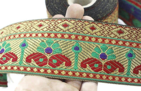 60 mm Colorfull indian ribbon, woven ribbon, Brocade trim, 2.36inch, Sewing trim, Trimmings, indian trim, embroidered ribbon, INDW6