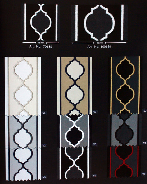 Beige - White 68 mm Jacquard Ribbons (2.67 inch), Banding for your Drapery, Upholstery, Pillows, Home Decor, Drapery Trim Tape 186 V1