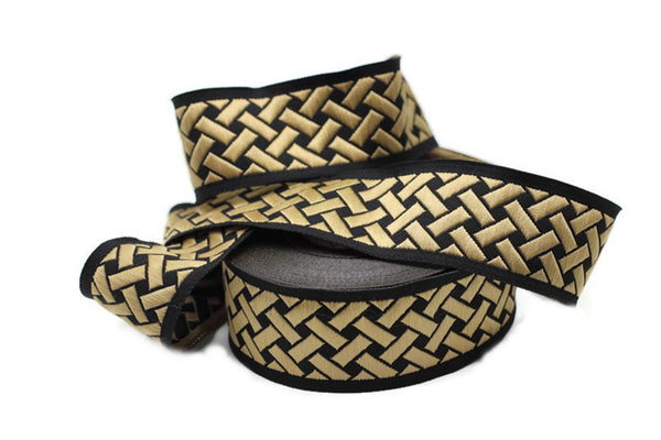 35 mm Golden-Black Knot 1.37 (inch) | Jacquard Trim | Embroidered Woven Ribbon | Jacquard Ribbon | Embellishment Ribbon | 35mm Wide | 35274