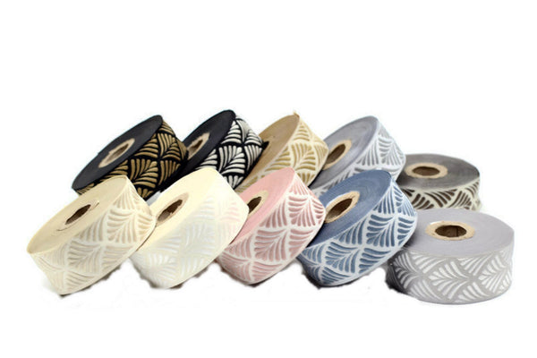 35 mm Seashell  1.37 (inch) | SeaShell Ribbon | Embroidered Woven Seashell Ribbon | Jacquard Ribbon | 35mm Wide | 35273