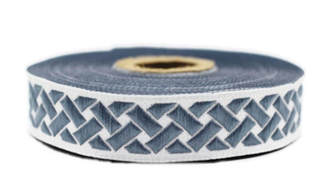 20mm Blue Knot 0.78 (inch) | Jacquard Trim | Embroidered Woven Ribbon | Jacquard Ribbon | Sewing Trim | 20 mm Wide | 20274
