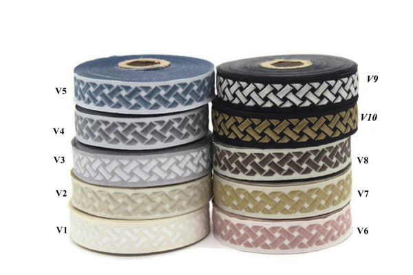 20mm Gray Knot 0.78 (inch) | Jacquard Trim | Embroidered Woven Ribbon | Jacquard Ribbon | Sewing Trim | 20 mm Wide | 20274