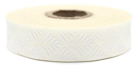 20 mm White Seashell  0.78 (inch) | SeaShell Ribbon | Embroidered Woven Seashell Ribbon | Jacquard Ribbon | 20 mm Wide | 20273