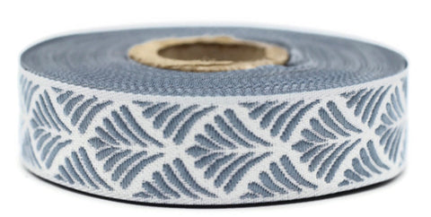 20 mm Blue Seashell 0.78 (inch) | SeaShell Ribbon | Embroidered Woven Seashell Ribbon | Jacquard Ribbon | 20 mm Wide | 20273