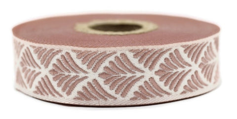 20 mm Pink Seashell 0.78 (inch) | SeaShell Ribbon | Embroidered Woven Seashell Ribbon | Jacquard Ribbon | 20 mm Wide | 20273