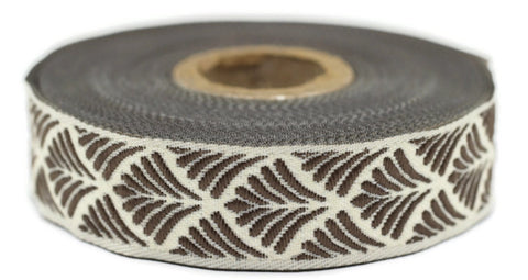 20 mm Brown Seashell 0.78 (inch) | SeaShell Ribbon | Embroidered Woven Seashell Ribbon | Jacquard Ribbon | 20 mm Wide | 20273