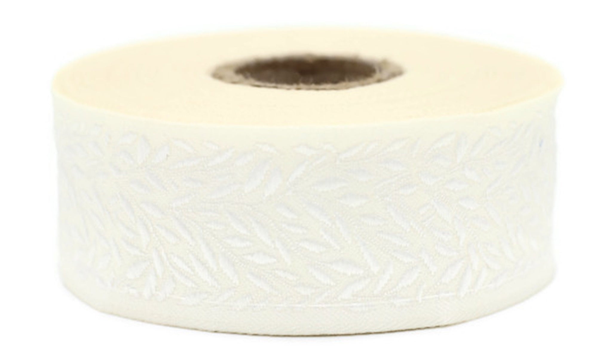 35mm White Leaf Tendril 1.37(inch) | Jacquard Trim | Leaf Tendril Ribbon | Tendril Ribbon | Jacquard Ribbon | Sewing Trim | 35mm Wide |35270