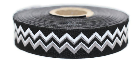 20 mm Gray Zigzag Ribbon  (0.78 inch) | Zigzag trim | Jacquard trim | Fabric wide trims | Craft supplie | Vintage trim | 20278
