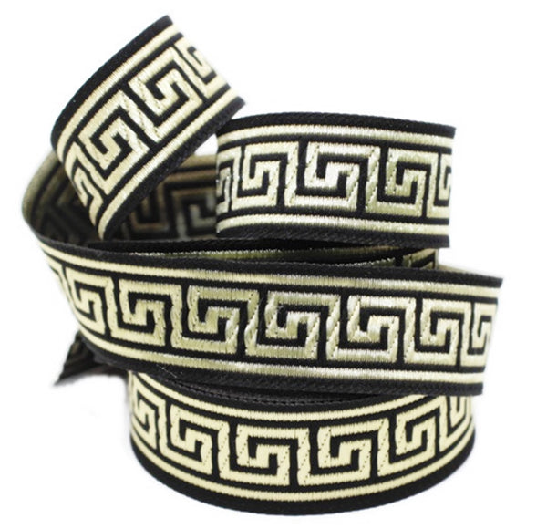 16 mm Gold&Black Jacquard ribbons 0.62 inches, square Style Jacquard trim, Sewing ribbons, woven ribbons, collars supply, 16062