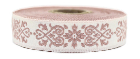 20mm Pink Victorian Jade Jacquard Ribbon 0.78 (inch) | Embroidered Bordure | Fabric Tapestry for Embellishment Craft Home Decor | 20271