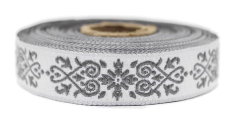 20mm Gray Victorian Jade Jacquard Ribbon 0.78 (inch) | Embroidered Bordure | Fabric Tapestry for Embellishment Craft Home Decor | 20271