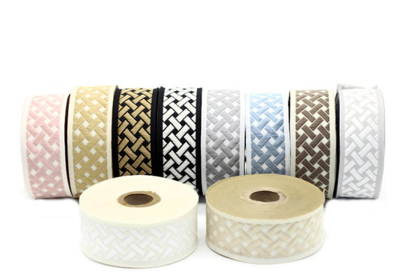 35 mm Cream Knot 1.37 (inch) | Jacquard Trim | Embroidered Woven Ribbon | Jacquard Ribbon | Haberdashery Trimings Ribbon | 35mm Wide | 35274