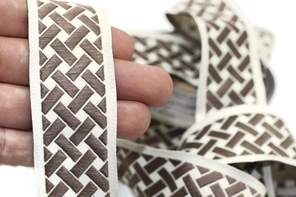 35 mm Brown Knot 1.37 (inch) | Jacquard Trim | Embroidered Woven Ribbon | Jacquard Ribbon | Haberdashery Trimings Ribbon | 35mm Wide | 35274