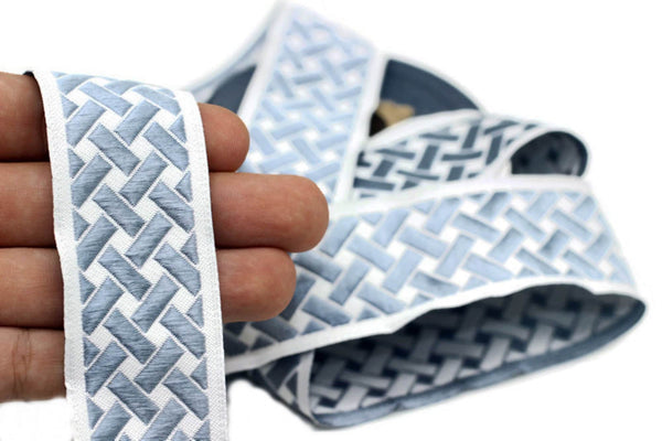 35 mm Blue Knot 1.37 (inch) | Jacquard Trim | Embroidered Woven Ribbon | Jacquard Ribbon | Haberdashery Trimings Ribbon | 35mm Wide | 35274