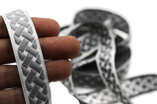20mm Gray Knot 0.78 (inch) | Jacquard Trim | Embroidered Woven Ribbon | Jacquard Ribbon | Sewing Trim | 20 mm Wide | 20274